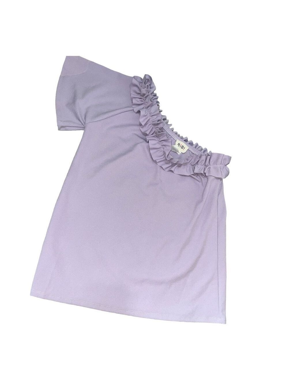 BIBI One Shoulder Ruffle Top Women's Small Pastel - Picture 3 of 12